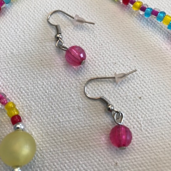 Handmade Confetti Necklace Earrings Set Vintage - Picture 8 of 8